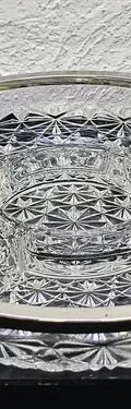 Plato Vintage Vidrio Prensado Filo Plata Botanero 60's 25cm Transparente — Decoración vintage, años 60s (foto 8)