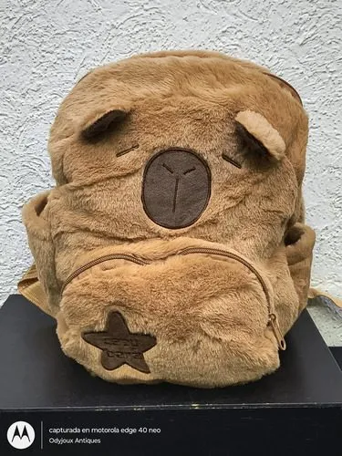 Mochila De Peluche Capibara Bolso De Felpa Kawaii 30cm Café Peluche