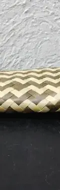Bolso De Palma 20x8.5cm Cartera/monedero Artesanía Usado Crema Rayas — Coleccionables vintage (foto 3)