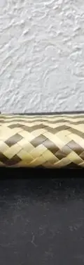 Bolso De Palma 20x8.5cm Cartera/monedero Artesanía Usado Crema Rayas — Coleccionables vintage (foto 4)