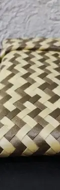 Bolso De Palma 20x8.5cm Cartera/monedero Artesanía Usado Crema Rayas — Coleccionables vintage (foto 5)