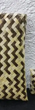 Bolso De Palma 20x8.5cm Cartera/monedero Artesanía Usado Crema Rayas — Coleccionables vintage (foto 7)
