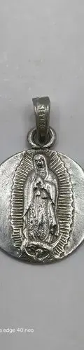 Dije Medalla Virgen De Guadalupe Plata Pura .985 1.7cm Plateado — Coleccionables vintage