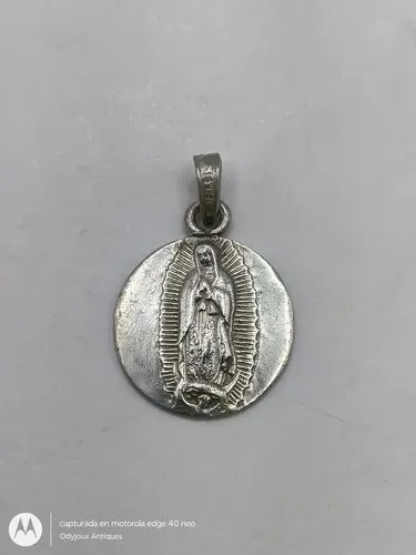 Dije Medalla Virgen De Guadalupe Plata Pura .985 1.7cm Plateado — Coleccionables vintage
