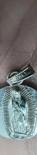 Dije Medalla Virgen De Guadalupe Plata Pura .985 1.7cm Plateado — Coleccionables vintage (foto 9)