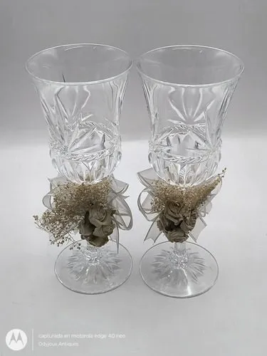 Copas De Cristal Cortado Y Tallado Vintage 70's Elegantes Transparente