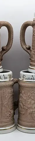 Juego De Tarros Cerveceros Siglo Xx Semi-porcelana Vintage Beige — Decoración vintage, años 70s