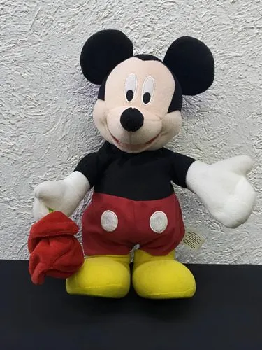 Peluche Mickey Mouse Con Rosa Waldo's Dolar Mart No Funciona Negro Con Rojo Y Amarillo