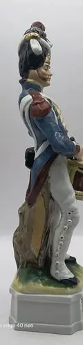 Estatua De Porcelana Soldado Napoleonico Tamborilero Vintage Azul Acero — Decoración vintage (foto 5)