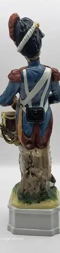 Estatua De Porcelana Soldado Napoleonico Tamborilero Vintage Azul Acero — Decoración vintage (foto 6)