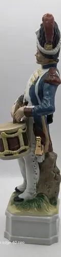 Estatua De Porcelana Soldado Napoleonico Tamborilero Vintage Azul Acero — Decoración vintage (foto 9)