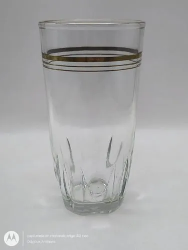 Vaso Libbey Cristal Con Borde Dorado Mediados De Siglo 350ml Transparente Con Filo Dorado