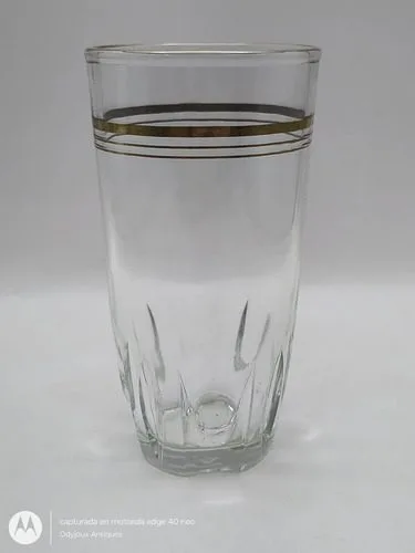 Vaso Libbey Cristal Con Borde Dorado Mediados De Siglo 350ml Transparente Con Filo Dorado — Coleccionables vintage, años 50s