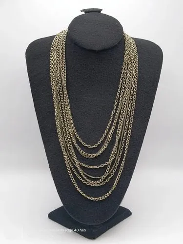 Collar Gargantilla Cadena De Enlace Varios Vintage Nickelado Plateado
