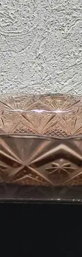 Cuenco Grande Para Servir Kig Indonesia Vidrio Prensado Rosa Claro — Decoración vintage, años 70s (foto 3)
