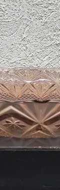Cuenco Grande Para Servir Kig Indonesia Vidrio Prensado Rosa Claro — Decoración vintage, años 70s (foto 4)