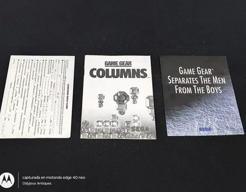 Columns Solo Manual Para Sega Game Gear Original