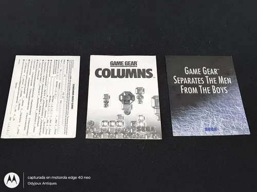 Columns Solo Manual Para Sega Game Gear Original — Gaming vintage, años 90s