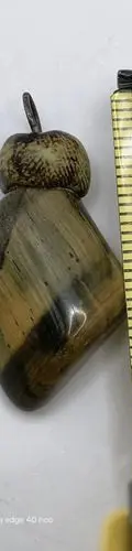 Dije De Cuarzo Ojo De Tigre Forma Rombo Antiguo 3.5cm Ocre — Coleccionables vintage (foto 7)