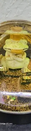 Figura Decorativa Rana De Oro Fen Shui En Bola De Agua Dorado — Decoración vintage